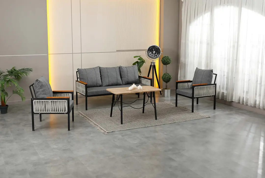Lara, 3+1+1 Bahçe-Balkon Mobilyası, Gri